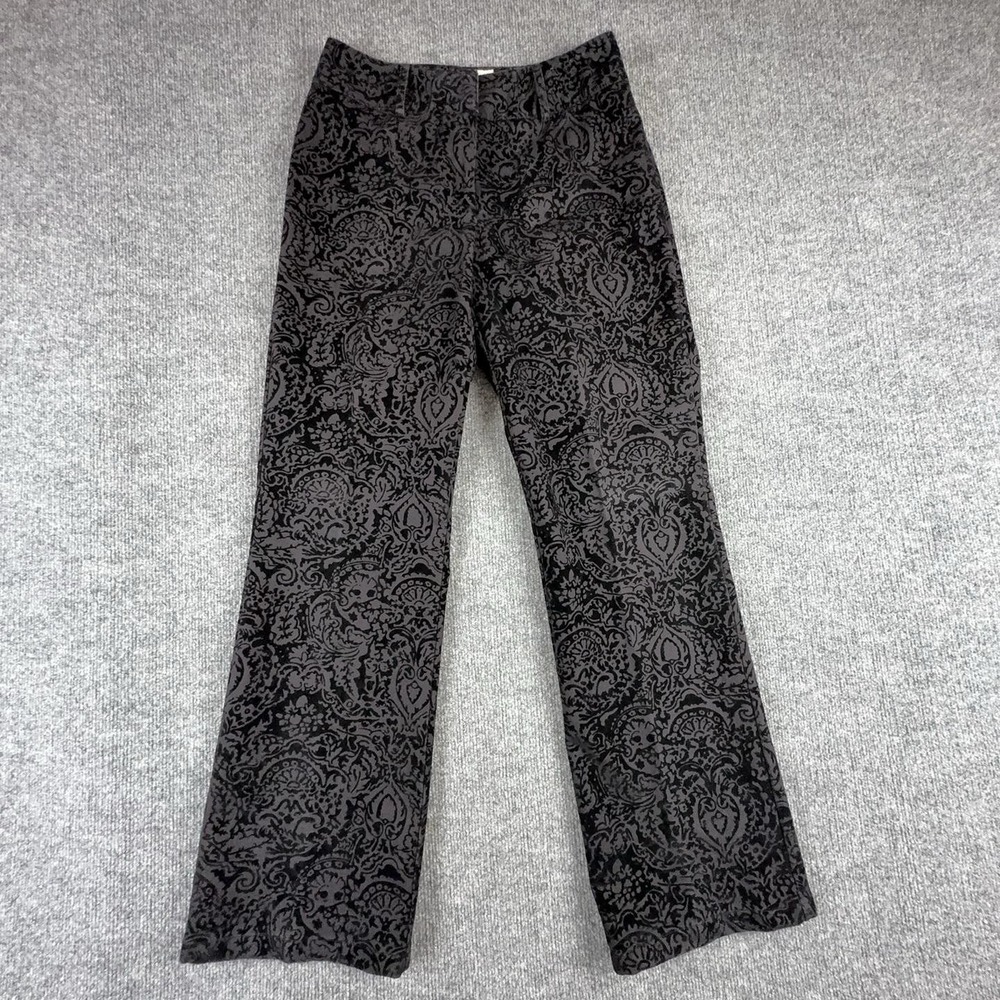 Jones Wear Dress Pants Womens 4 Black Floral Twill Straight Leg Stretch Career